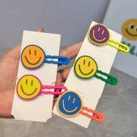 [hot]⊙✁  2023 New Fluorescent Alloy Smiling Face Hair Clip Kawaii Color Round Hairpin Fashion Accessories