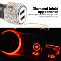 Ockic Dual USB Car Charger Car Charger 12V-24V Dual Port Bling Crystal Car Charging Adapter Car Decors