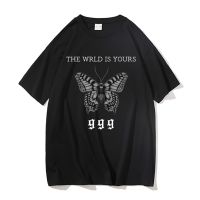 Mens Large T-shirt Juice Weld The Wworld Is Yours Black Butterfly Graphic Print Tshirt Men Oversized Cotton Tshirt Man