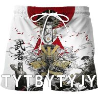 Japanese Samurai Tattoo 3D Print Mens Shorts Unisex Streetwear Elastic Waist Shorts Summer Beach Har 05