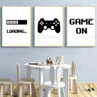 เกมโหลดบทคัดย่อผ้าใบพิมพ์ Gaming Wall Art โปสเตอร์สีดำและสีขาว Art ภาพวาด Boys Room ตกแต่งภาพ Gamer Room