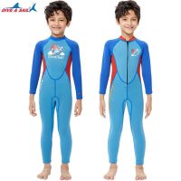 [COD] New 2.5MM childrens suit warm swimsuit boy one-piece long-sleeved snorkeling surfing swimming mothers