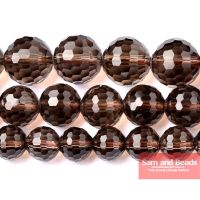 Free Shipping Natural Stone Faceted Smoky Black Quartz Loose Round Beads 16" 6 8 10 12mm Pick Size SQB02 Cables Converters