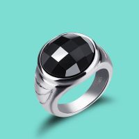 925 Sterling Silver Ring Classic Silver Ornaments Obsidian Neutral Ring Men And Women For Daily Collocation Fashion Jewelry Ring