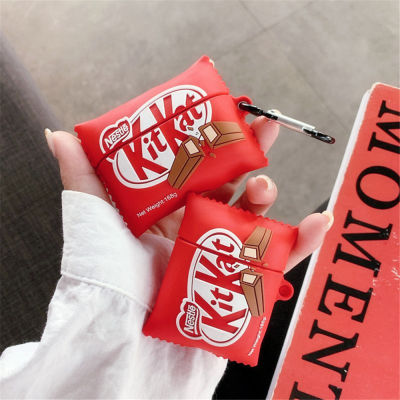 3D Kitkat น่ารักคุกกี้ช็อกโกแลตชิพไร้สายเคสหูฟังสำหรับ Airpods 1 2 3 Pro กล่องชุดหูฟังบลูทูธซิลิโคนเคสมือถือสุดหรู