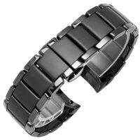 “：{ Watchbands Ceramic Watch Band Male For Armani Ar1400 1410 1451 1452 Black Watch Bracelet Female 22 24Mm Watch Strap