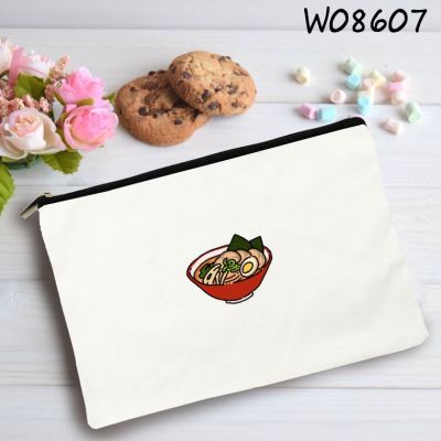 FOOD Paint Canvas Bag Pencil Case Funny Cute Pouch Small Change Cosmetic Storage Zipper Travel Storage Bag