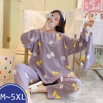 Girls Oversized Cotton Loose Large 5XL Wholesale Clothing Cute Japanese Korean Pajamas Set  New Long-sleeve Kawail Sleepwear