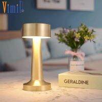 ✔ 【Free Shipping】Vimite Wireless Retro Bar Table Lamp Portable USB Rechargeable Touch Sensor Desk Light for Room Bedroom Coffee Decorative Night Light (Silver/Gold/Bronze)