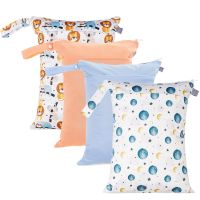 Elinfant 1pcs  Reusable Washable Cloth Diaper Print Wet Bag with Double Pockets And Zippers Mall Fresh Waterproof Bag Cloth Diapers