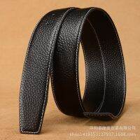 body male it s the headless belt belt smooth buckle belts men leather cowhide litchi grain ♞ஐ✕