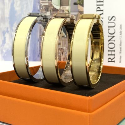 Stainless Steel Charm H Bracelets For Women Luxury Jewelry Designer Bangles Orange Color Enamel Fashion Gift Wholesal