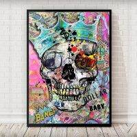 2023❣☃◙ Pop Art Skull Poster and Prints Street Graffiti Art Canvas Paintings Wall Art Picture for Living Room Cuadros Home Decoration