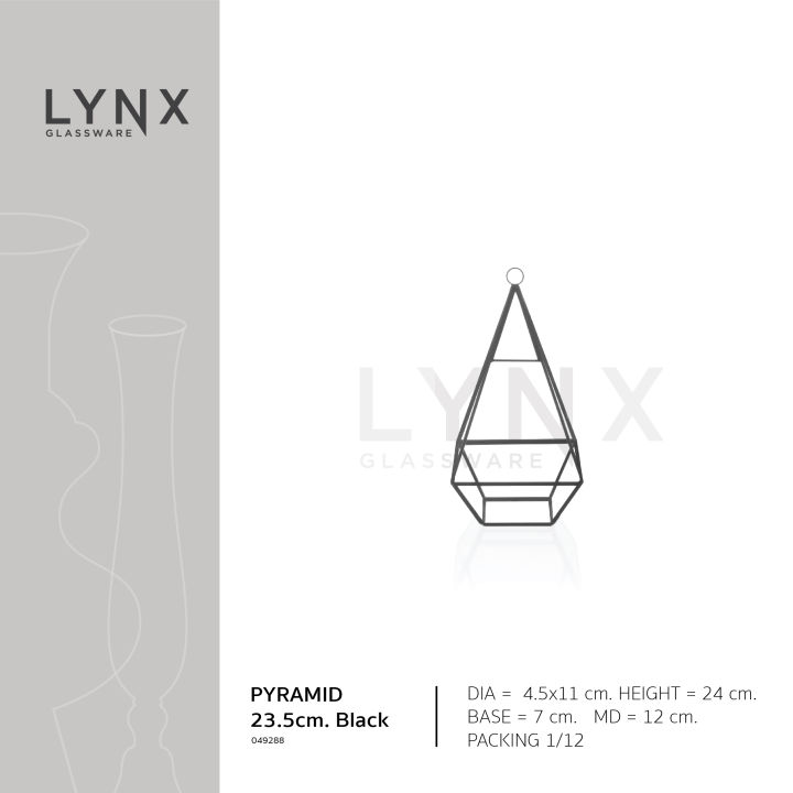 lynx-pyramid-23-5cm-black-แจกันกระจก-แจกันแขวน-ทรงเรขาคณิต-ตกแต่งบ้านสมัยใหม่และมีสไตล์-สูงรวมจุกแขวน-24-ซม-ไม่สามารถใส่น้ำได้