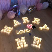 LED Letter Night Light Alphabet Number Heart Plastic Atmospher Lamp for Wedding Valentines Ornament Birthday Party Decoration Phone Camera Flash Light