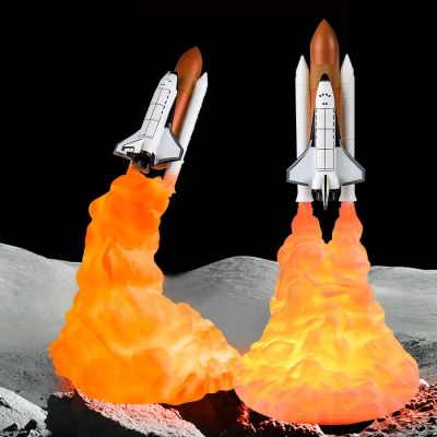 Dropship 3D Print Space Shuttle Moon Lamp USB Rechargeable Rocket Night Light for Space Lover Indoor Home Desk Light Decoration Night Lights