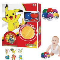 โปเกมอน Kawaii Pikachu ชุด Gashapon เครื่องน่ารักรูปการกระทำปีศาจฆ่ามินิตุ๊กตารุ่นชนิดบรรจุกล่องของเล่นสำหรับเด็กของขวัญคอลเลกชัน