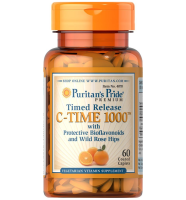 แบบแตกตัวต่อเนื่อง Puritan Pride  Time Release Vitamin C-1000 mg with Bioflavonoids and Wild Rose Hips Timed Release ขนาด 60 แคปซูล