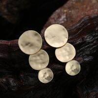 【YF】✗✼△  Hammered Texture Round Disc Clip on Earrings Non Pierced Matte Platting for ZA Statement Jewelry