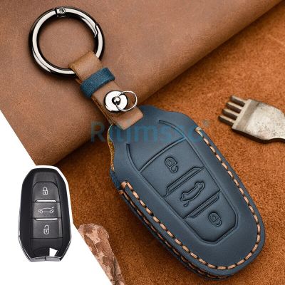 Leather Car Key Case Cover For Peugeot 308 408 508 2008 3008 4008 5008 Citroen C4 C4L C6 C3-XR Accessories Shell Key Ring