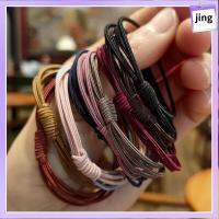 JING Random Color ของขวัญ เครื่องประดับผม ผู้หญิง เชือกผูกผม 4 in 1 แหวนติดผม ยืดหยุ่นสูง