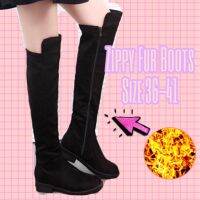 COD พร้อมส่ง36-41zippy fur Boots บูทกันหนาวบุขนไม่เสริมส้น มีซิปใส่/ถอดง่าย