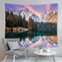 Polyester Tapestry for Living Room Ocean Beach Wall Hanging Water Landscape  Decoration Handmade Knitting  Crochet