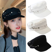 Spring Beret Cap Retro Painter Hat Autumn British Style Cap British Style Painter Hat Womens Military Cap Flat Top Caps Star Beret Hat