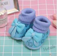 【hot sale】 ✕❒ C19 BABYGARDEN-Baby´s Walking Shoes Plush Antiskid Lace Up Bow Sole Socks Shoes