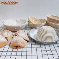 Holaroom ธรรมชาติหวายตะกร้าเก็บขนมปังแป้ง Fermentated ตะกร้ารอบรูปไข่ตะกร้าขนมปังฝรั่งเศสครัว Pastry