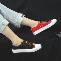 Color matching canvas shoes۞Velcro plate 2021 new canvas shoes female han edition joker color matching students breatha