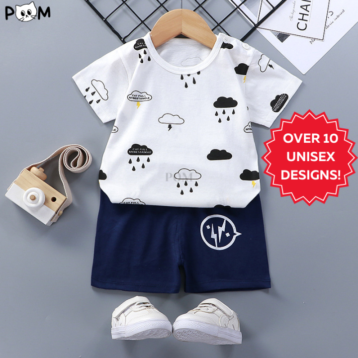 POM Korean Style Infant Baby Kids Terno Summer Outfits Boys Cartoon T ...