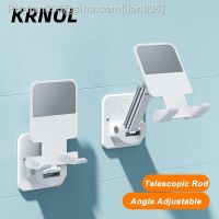 ¤ Telescopic Wall Mounted Phone Holder for Smartphone Tablet Kitchen Bedroom Bathroom Toilet Adjustable Support Telephone Stand