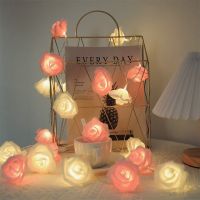 10/20/40LEDs Rose String Lights Battery Operated Flower Fairy Lights Christmas Garland For Valentines Day Wedding Decoration