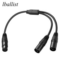 Bochara 30cm 3pin XLR Female to Dual XLR Male Y Splitter Cable Foil Braided Shielded For Microphone Mixer Amplifier