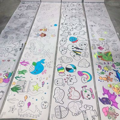300X30cm DIY Childrens Drawing Roll Coloring Paper Roll for Kids, Painting Sticky Early Educational Toys Lukisan Gambar Kanak
