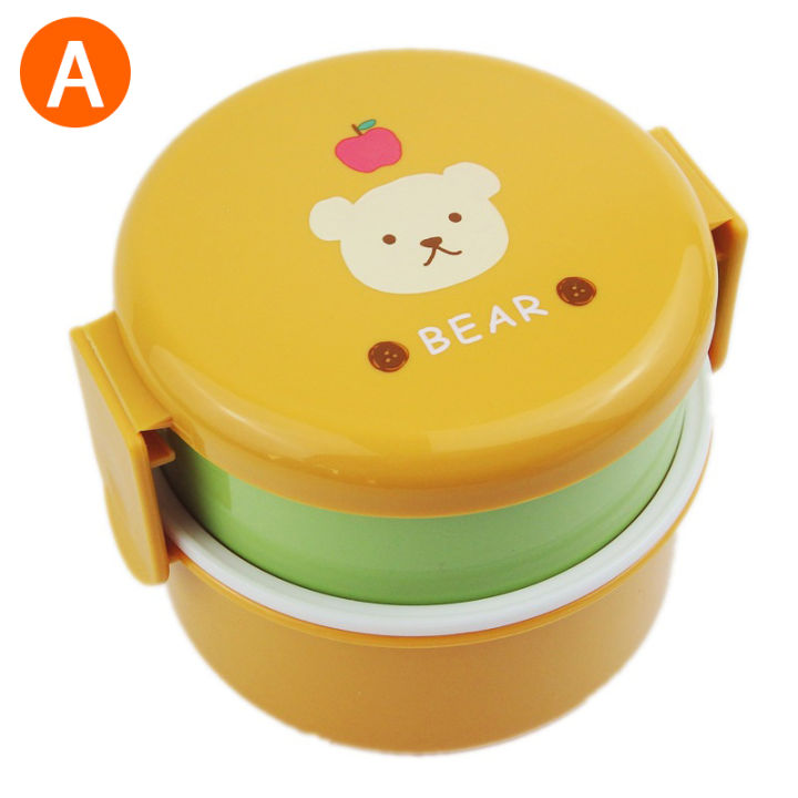 pheebss-540มล-กล่องอาหารกลางวันญี่ปุ่นสองชั้นกลมมินิกล่องใส่อาหารของเด็กกล่องใส่ผลไม้