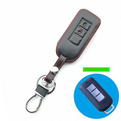 ✣✌● 100 Leather Protect Cover Key Fob Case Cover Skin Set for Mitsubishi Outlander ASX RVR AXR Native Pajero Shogun Montero Lancer