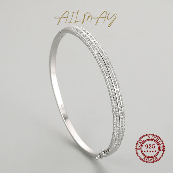 ailmay-genuine-925-sterling-silver-classic-luxury-round-clear-cz-bracelets-for-women-classic-luxury-wedding-accessories-jewelry