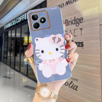 เคสโทรศัพท์สินค้าใหม่สำหรับ Realme C53 C55 NFC 11 Pro + 10 Pro 5G รุ่น Coca-Cola GT NEO5 SE 2023เคสโทรศัพท์ชุบแฟชั่นพร้อมเคสนิ่ม TPU น่ารักสีชมพูกระจกเคทีน่ารักพร้อม RealmeC53ป้องกันเลนส์กล้อง