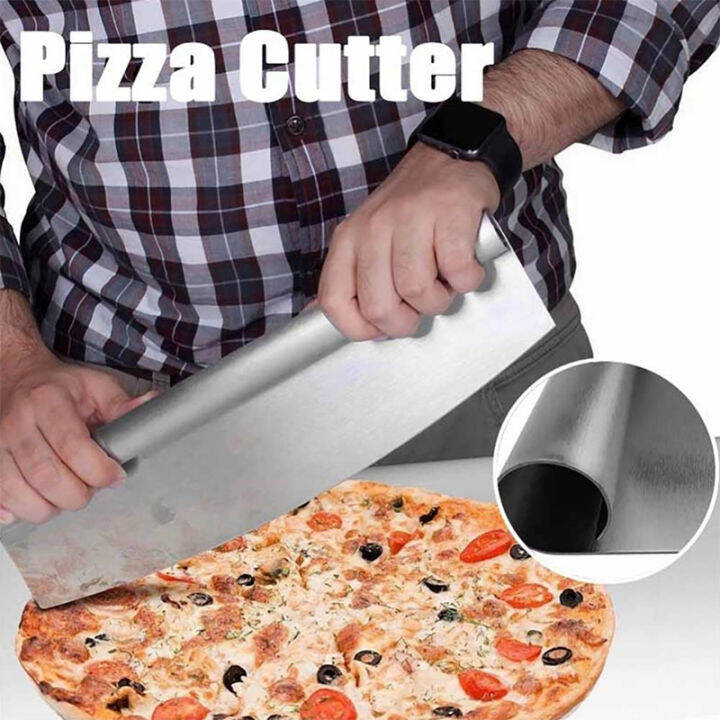 Stainless Steel Pizza Dough Cutter Knife Half Moon Shaped Pizza Cutter 