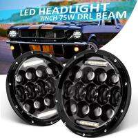 LightไฟLEDของรถยนต์】LightไฟLEDของรถจักรยานยนต์】Auxbeam 2ชิ้น7นิ้ว75Wไฟหน้ารถมอเตอร์ไซค์แบบLED Hi-Lo DRL Projector Beamสำหรับผู้จัดส่งฟอร์ดมัสแตง