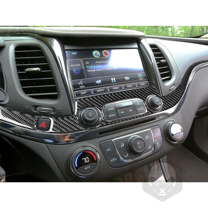 คอนโซลกลางแผงวิทยุฝาครอบสติกเกอร์คาร์บอนไฟเบอร์สำหรับ-chevrolet-impala-2014-up-trim-strip-อุปกรณ์ตกแต่งภายในรถยนต์