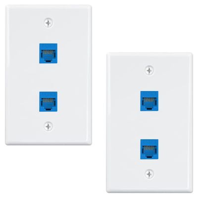 2-Pack Ethernet Wall Plate, RJ45 Cat6 Female to Female Jack Inline Coupler Face Plates