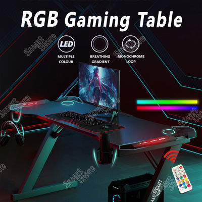 SmartStore โต๊ะเกมมิ่ง โต๊ะคอมพิเตอร์ โต๊ะคอม โต๊ะคอมพิวเตอร์ RGB Gaming Table โต๊ะเกม โต๊ะเกมมิ่ง มีไฟ RGB มีรูปทรงขาZ มีไฟ LEDสวย ไม่แสบตา