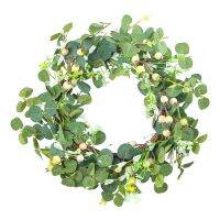 1Pcs Artificial Greenery Wreaths for Front Door Decor with Berries for Farmhouse Outside