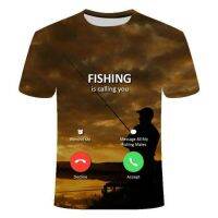 2021 latest hot sale 3D fishing T-shirt casual hip-hop T-shirt Harajuku 3D fish fishing round neck shirt