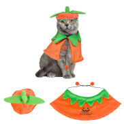 Bộ Mũ Áo Choàng Bí Ngô Halloween Cho Thú Cưng Trang Phục Hóa Trang Hai Mặt