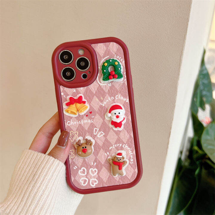 จีบ-christmas-sticker-กรณีโทรศัพท์สำหรับ-iphone14-stereo-gully-case-สำหรับ-iphone12promax-เคสโทรศัพท์สีชมพู-glitter-สำหรับ-iphone13-เคสซิลิโคนสีแดงสำหรับ-iphone11-เคสการ์ตูนคริสต์มาสสำหรับ-iphone14-pl