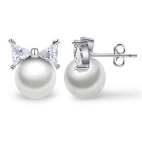 Trendy Silver Plated Earrings For Women Jewelry Charm Pearl Crystal Female Stud Earrings Girl Christmas Bijou Gift